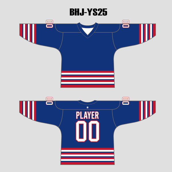 YS25 Blue Red White Sublimated Custom Blank Team Hockey Jerseys - YoungSpeeds