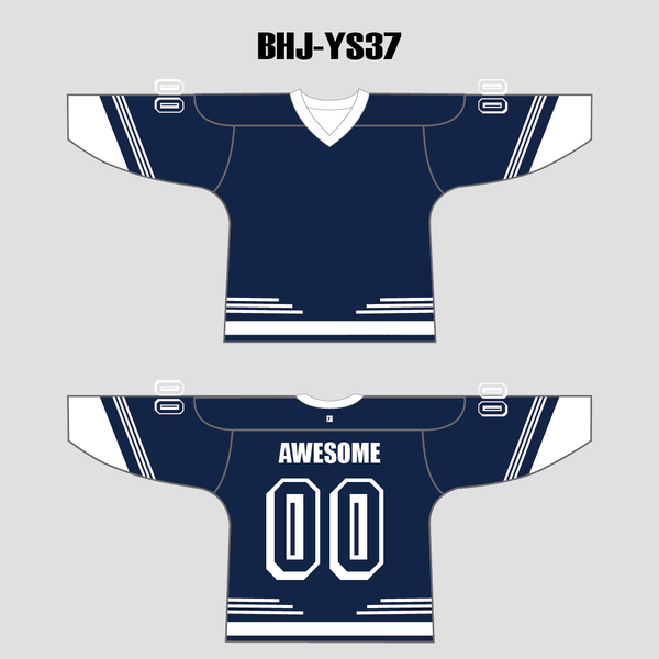 YS37 Navy/White Custom Sublimated Blank Team Hockey Jerseys - YoungSpeeds