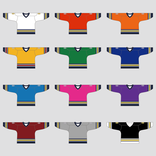 YS38 Navy/Red/Gold Custom Sublimated Plain Hockey Jerseys - YoungSpeeds