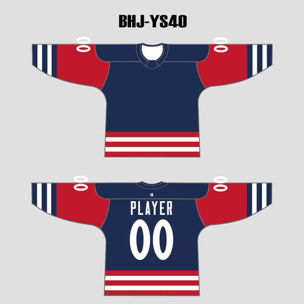 YS40 Navy/Red/White Custom Ice Roller Blank Hockey Jerseys - YoungSpeeds