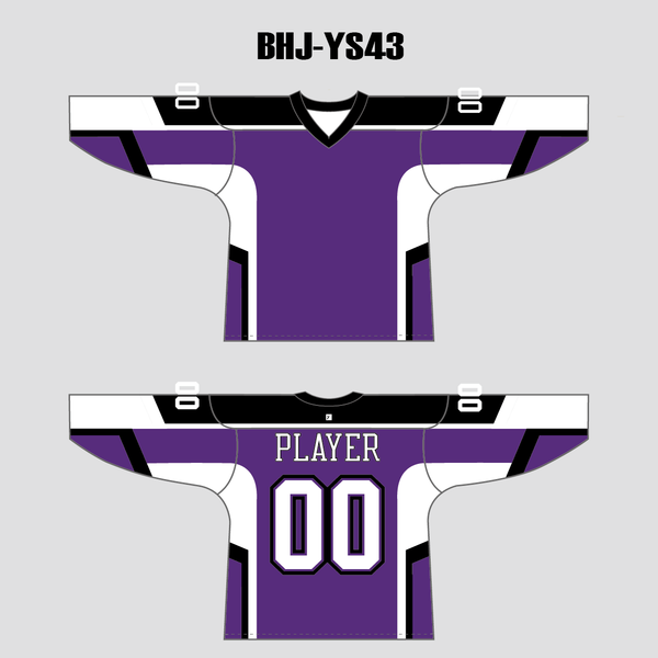YS43 Purple/Black/White Custom Ice Roller Blank Hockey Jerseys - YoungSpeeds