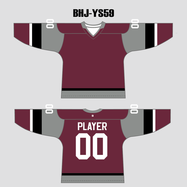 YS59 Maroon/Grey/Black Sublimated Custom Hockey Jerseys Design - YoungSpeeds