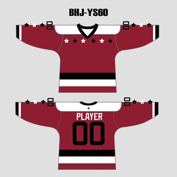 YS60 Burgundy/White/Black Custom Ice Roller Hockey Jerseys Design - YoungSpeeds