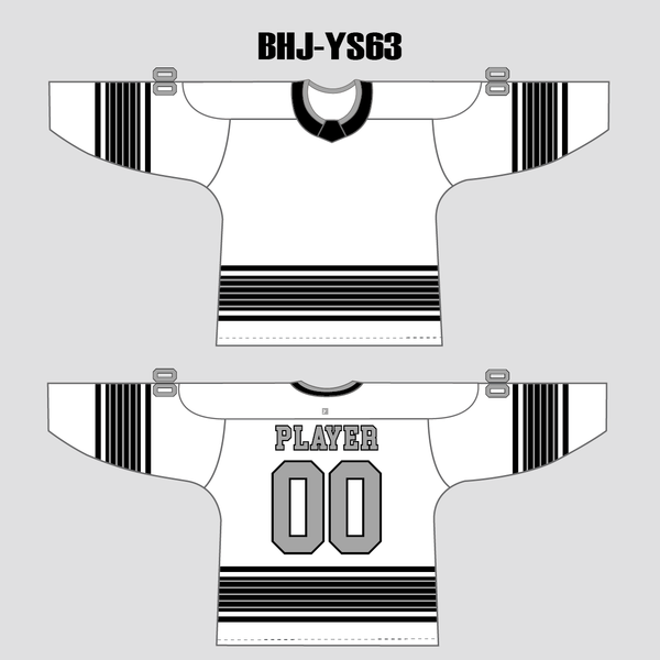 YS63 White/Black Sublimated Ice Roller Hockey Jerseys Custom Design - YoungSpeeds
