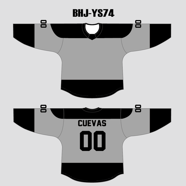 YS74 Grey/Black Custom Ice Roller Blank Hockey Jerseys - YoungSpeeds