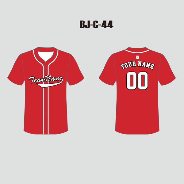 C44 Unisex Full Button Plain Red Custom Baseball Jerseys - YoungSpeeds