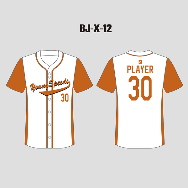 X12 White and Orange Custom Sublimated Baseball Jerseys For Team - YoungSpeeds