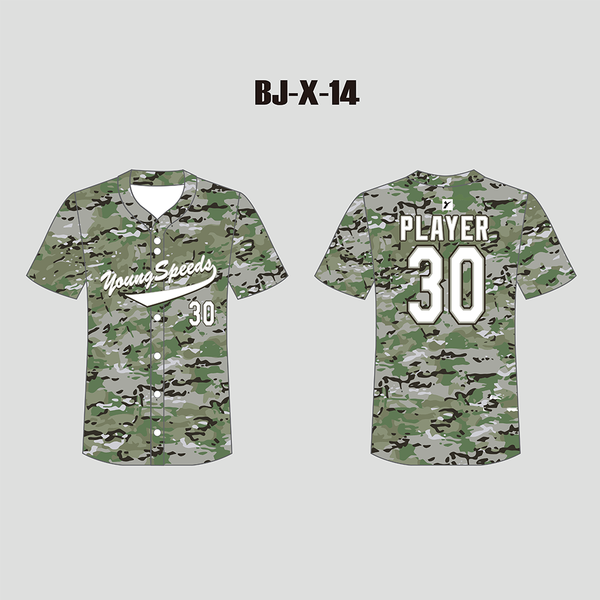 X14 Full Button Custom Camo Baseball Jerseys For Youth Adult - YoungSpeeds