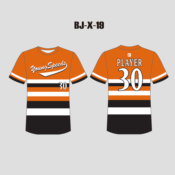 X19 Orange Black White Custom Mesh Baseball Jerseys Crew Neck - YoungSpeeds