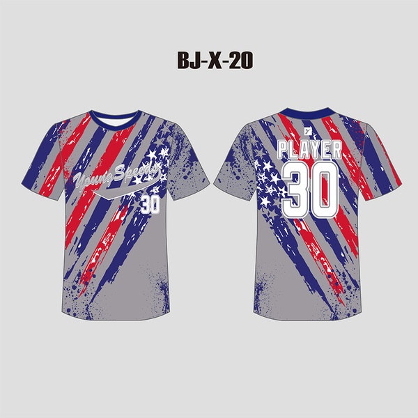 X20 Tattered American Flag Custom Grey Baseball Shirts Crew Neck - YoungSpeeds
