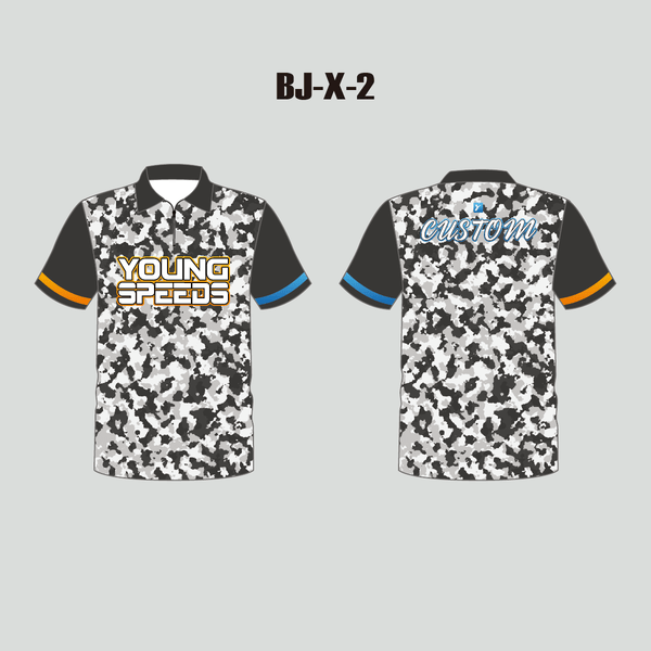 BJX2 Grey White Camo Sublimated Custom Team Bowling Jerseys - YoungSpeeds