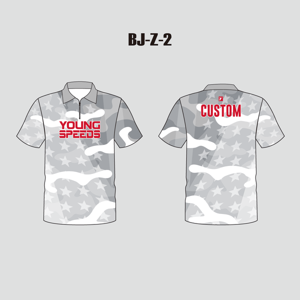 BJZ2 Grey Camouflage Sublimated Personalized Bowling Jerseys - YoungSpeeds