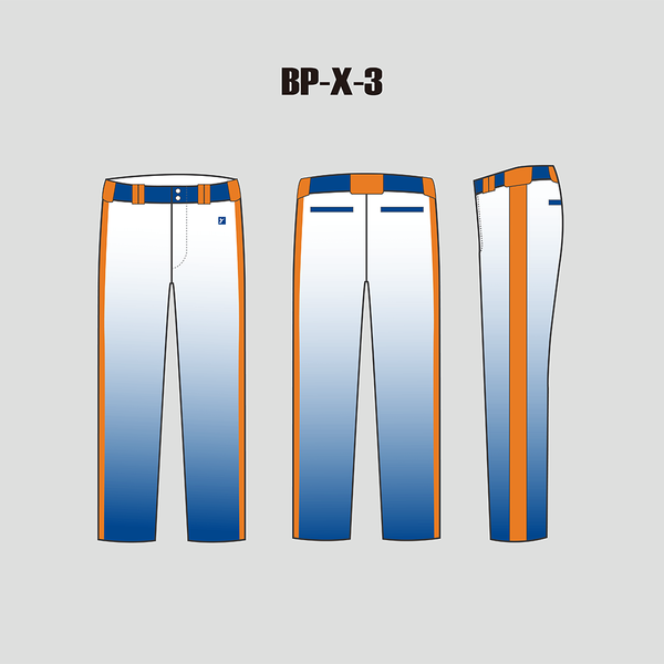 X-3 White Gradient Blue Custom Sublimated Blank Baseball Pants - YoungSpeeds