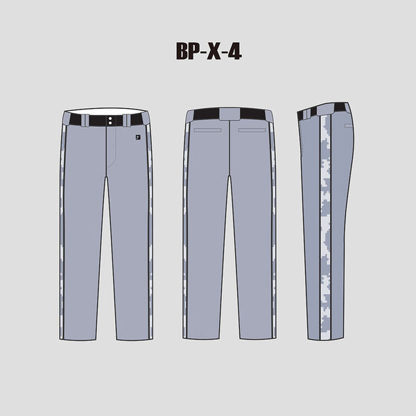X-4 Grey Camo Stripes Sublimated Custom Blank Baseball Pants - YoungSpeeds