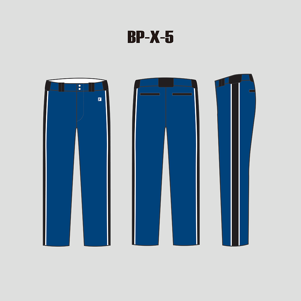 X-5 Black Stripes Blue Sublimated Custom Blank Baseball Pants - YoungSpeeds