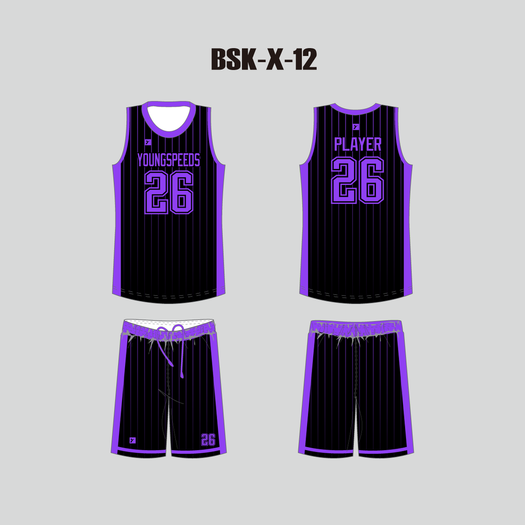 Purple Pinstripe Plain Basketball Jerseys and Shorts | YoungSpeeds Womens