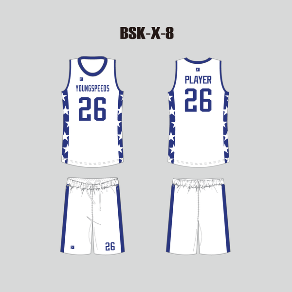 BSKX8 White Custom Boys Basketball Uniforms - YoungSpeeds