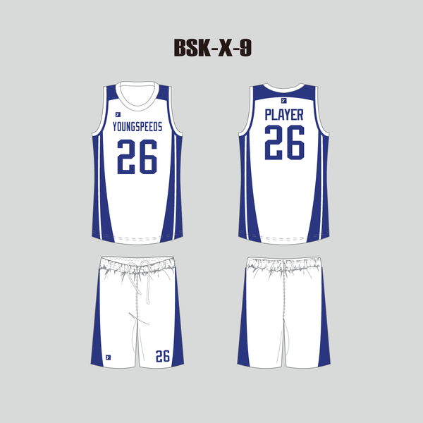 BSKX9 Plain White Custom Girls Basketball Uniforms - YoungSpeeds