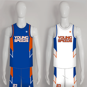 BSKZ3 Blue White Orange Adult Youth Custom Reversible Basketball Uniforms - YoungSpeeds