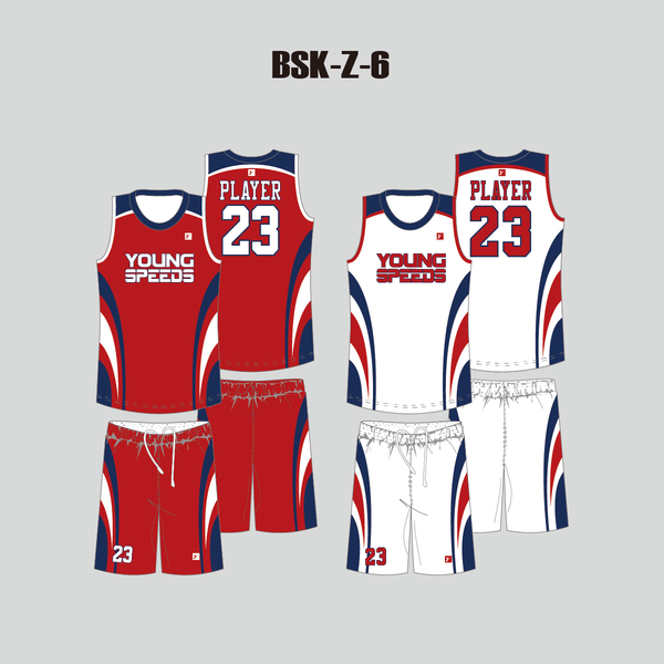 BSKZ6 Red White Navy Custom Blank Reversible Basketball Jerseys - YoungSpeeds