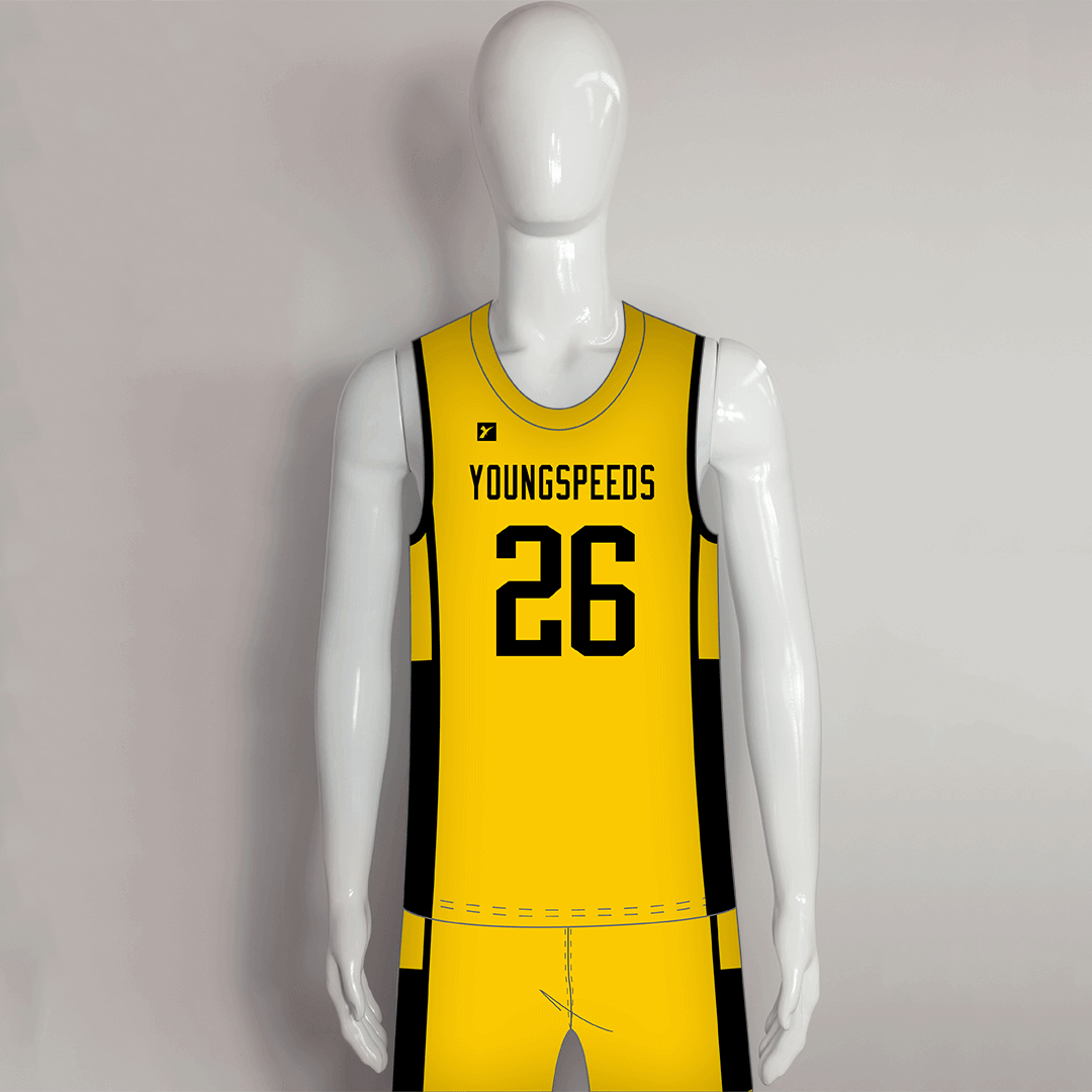 BSKX20 Gold Black Sublimated Personalized Basketball Jerseys and Shorts - YoungSpeeds