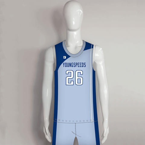 BSKX21 Blue Sublimated Custom Made Basketball Jerseys and Shorts - YoungSpeeds