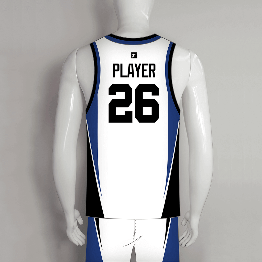white and blue basketball jersey