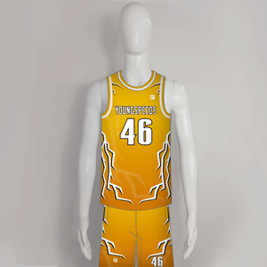 BSKX29 Lightning Gold Sublimated Custom Cool Basketball Jerseys Shorts - YoungSpeeds