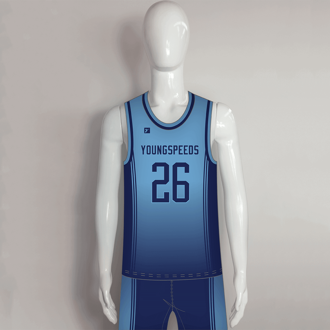 BSKX3 Gradient Stripe Blue Personalized Basketball Uniforms - YoungSpeeds