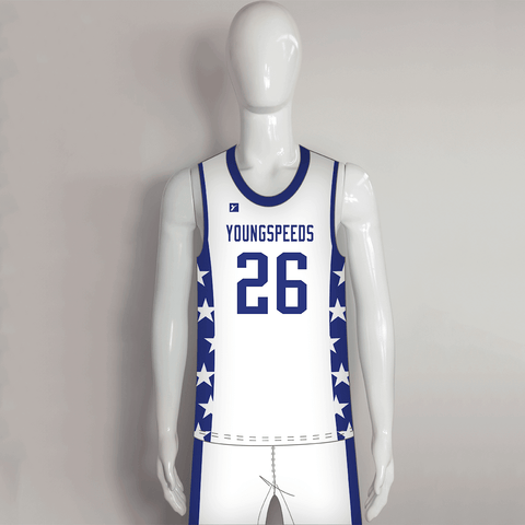 BSKX8 White Custom Boys Basketball Uniforms - YoungSpeeds