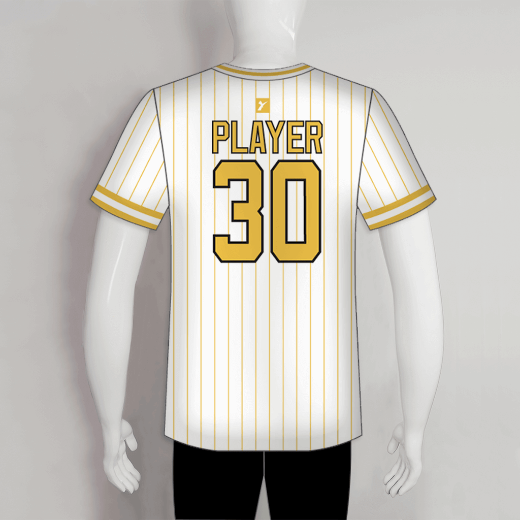 white and gold baseball jersey