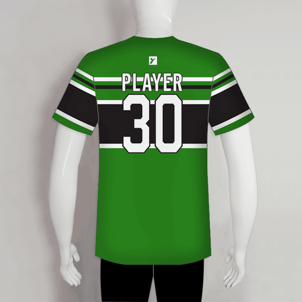 X7 Green Black and White Custom Two-Button Baseball Jerseys - YoungSpeeds