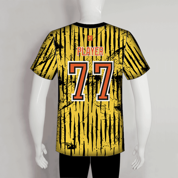 C34 Yellow Distressed Crewneck Custom Softball Shirts - YoungSpeeds