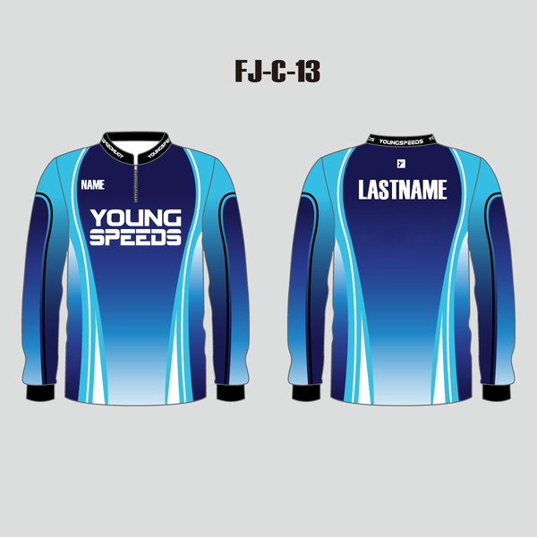 FJC13 Blue Gradient Custom Sublimated Fishing Jerseys 1/4 Zip - YoungSpeeds