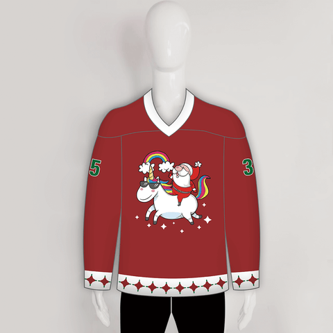 HJD1 Santa Riding Unicorn Funny Custom Hockey Jerseys - YoungSpeeds