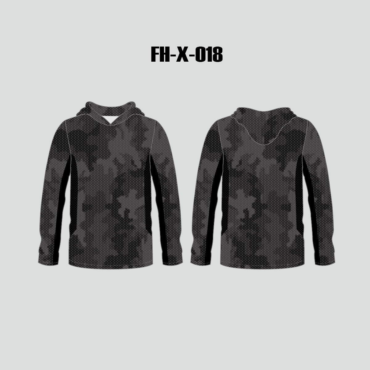 FHX018 Dark Grey Hexagon Camo Custom Performance Fishing Hoodies - YoungSpeeds