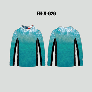 FHX026 Blue Sea Water Surface Texture American Flag Custom Fishing Hoodies - YoungSpeeds