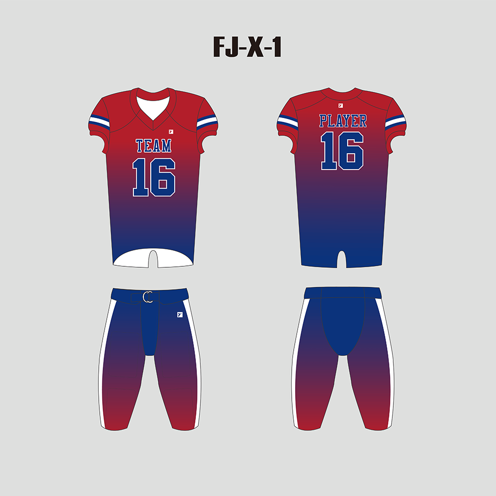 X1 Red White and Blue Sublimated Blank Custom Football Uniforms - YoungSpeeds