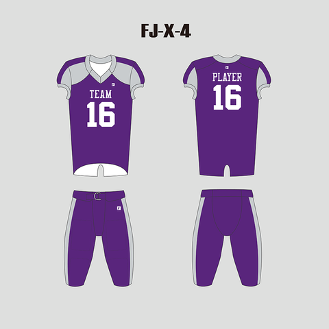 X4 Purple Grey Sublimated Blank Custom Football Uniforms Youth&Men - YoungSpeeds