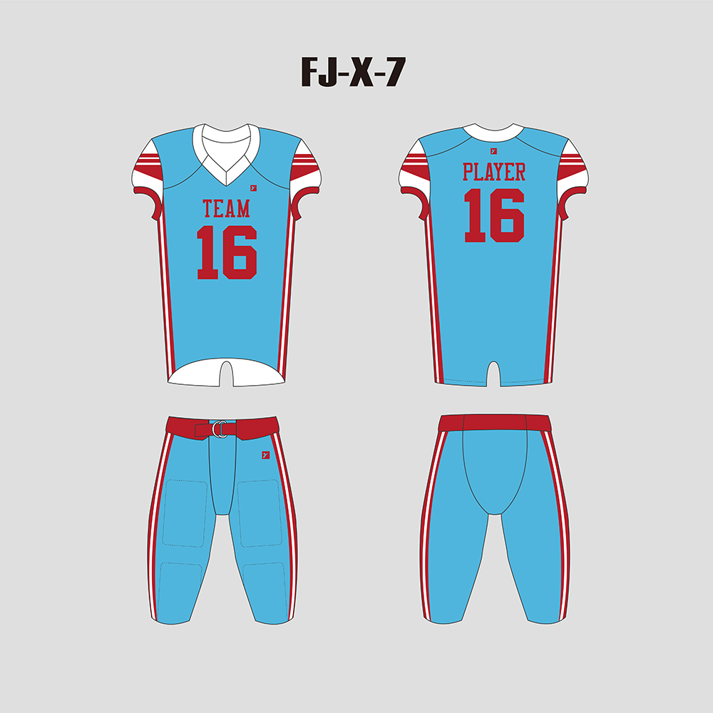 X7 Blue Red and White Custom Football Uniforms For Kids and Adults - YoungSpeeds