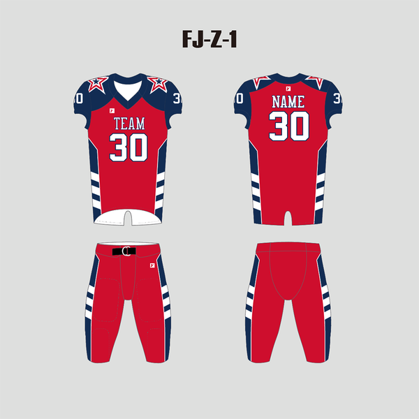 Z1 Red and Navy Adult Youth Custom Football Uniforms - YoungSpeeds