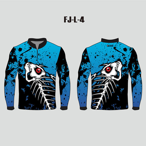 FJL4 Skeleton Fish Sublimated Custom Cool Fishing Shirts 1/4 Zip - YoungSpeeds