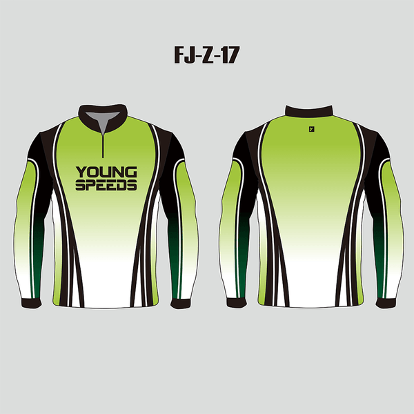 FJZ17 Green 1/4 Zip Custom Long Sleeve Performance Fishing Shirts - YoungSpeeds