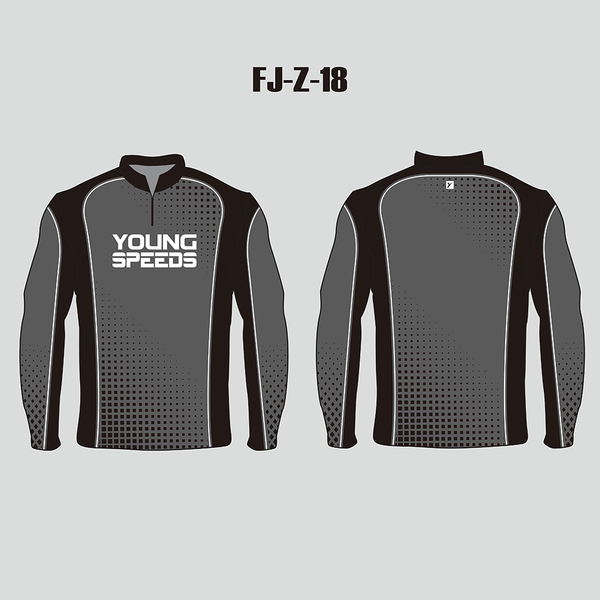 FJZ18 Dark Gray Black Custom Performance Fishing Shirts - YoungSpeeds