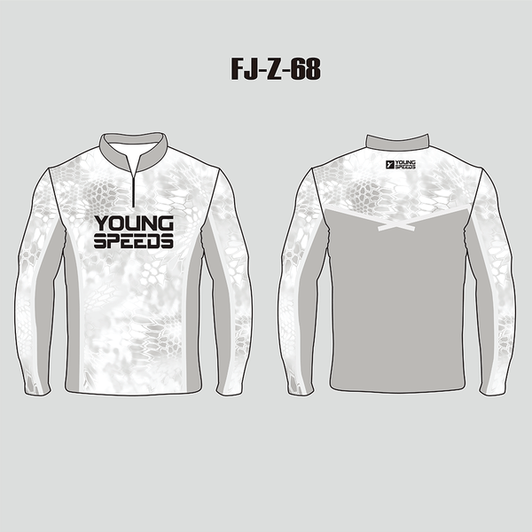 FJZ68 White Light Gray Performance Custom Fishing Shirts - YoungSpeeds