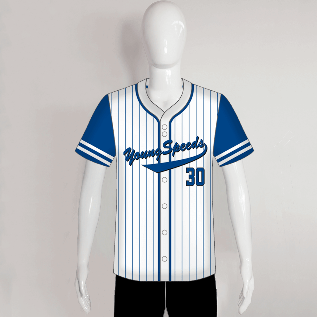 Blue Pinstripes Customized Baseball Jerseys No Minimum