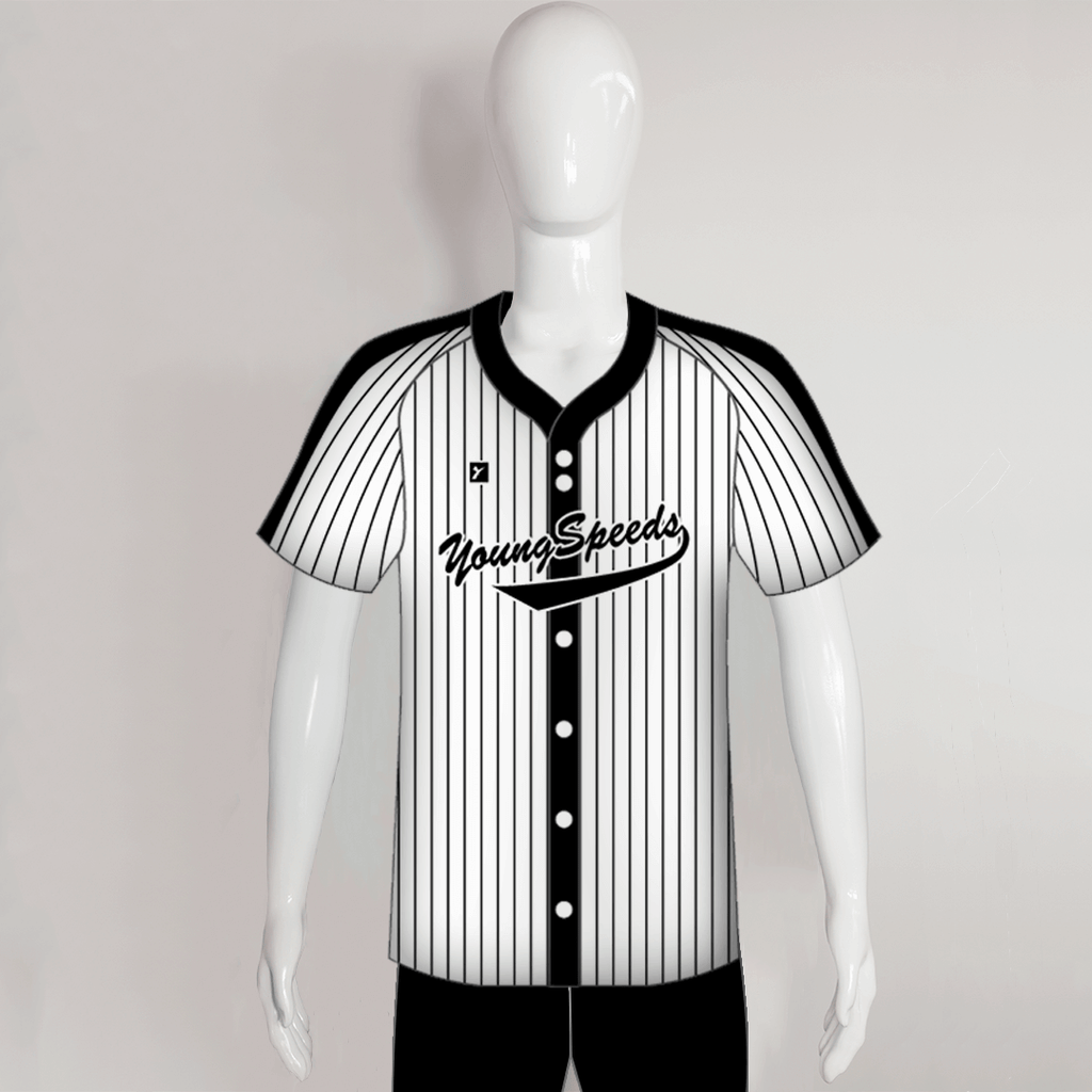 Shop black with white pinstripe baseball button jersey for women