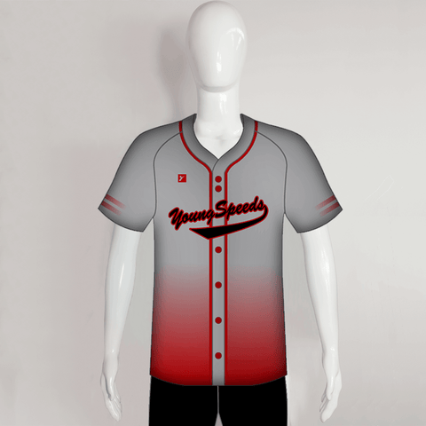 C20 Custom Ombre Red Grey Full Button Baseball Team Jerseys - YoungSpeeds