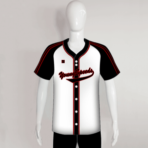 C27 White and Black Full Button Raglan Custom Baseball Jerseys - YoungSpeeds