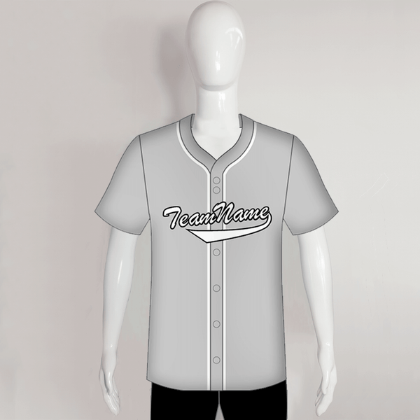 C45 Unisex Full Button Plain Grey Silver Custom Baseball Jerseys - YoungSpeeds